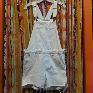 White Denim Overall Shorts